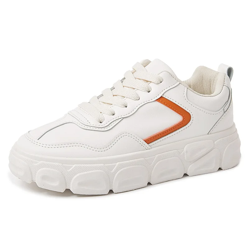 Кроссовки женские из искусственной замши повседневная обувь на платформе белые