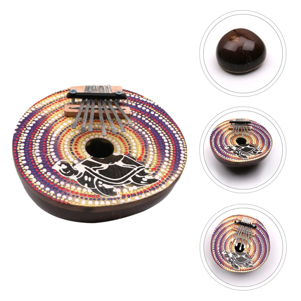 Coconut Shell Beginner Retro Seven-tone Thumb Piano Kalimba Random Pattern