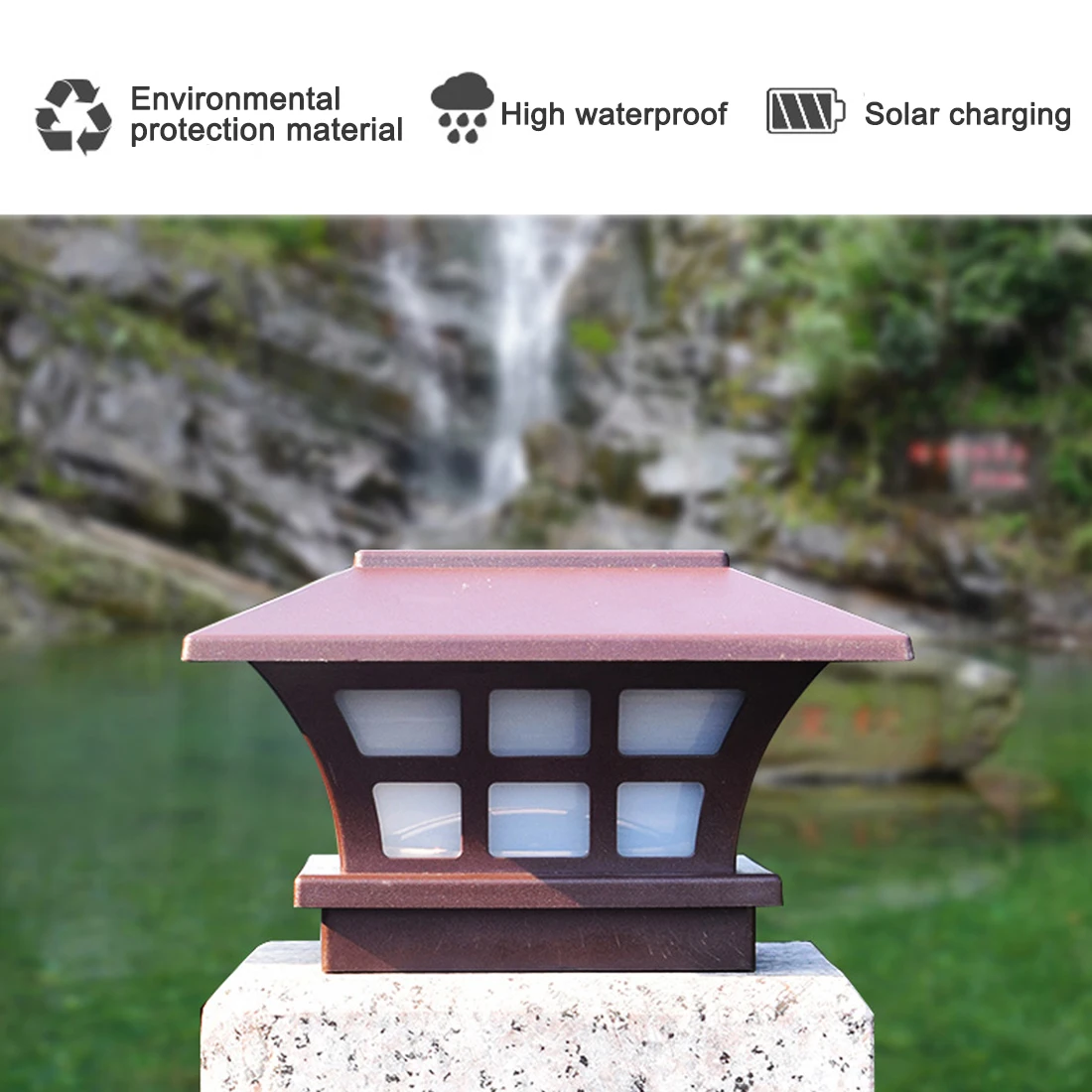 

Safe Waterproof Solar Column Headlight Coffee Garden Light Outdoor Waterproof Wall Light For Household Public Garden Courtyard