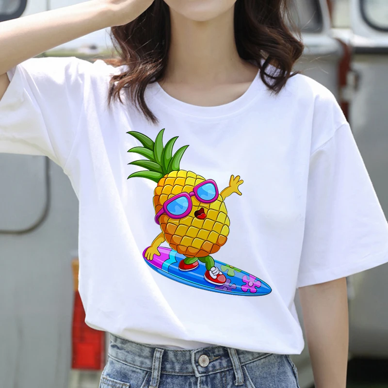 

2020 Summer Women T-shirt Pineapple doll Printed Tshirts Casual Tops Tee Harajuku 90s Vintage White tshirt Female Clothirt