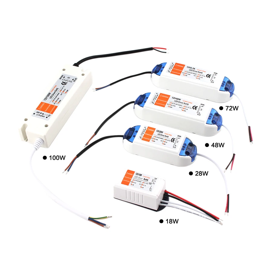 DC 12V Питание 18W 28W 36W 48W 72W фары для 100 Вт Светодиодный драйвер Трансформатор