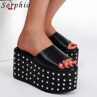 female platform wedges super high heels sandals for women girl rivet casual fashion hot sale 2021 new brand shoes outfit