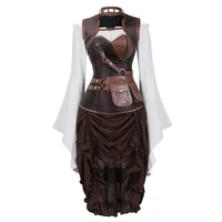 women steampunk corset dress vintage corset renaissance blouse peasant top pirate skirt lolita medieval victorian costume