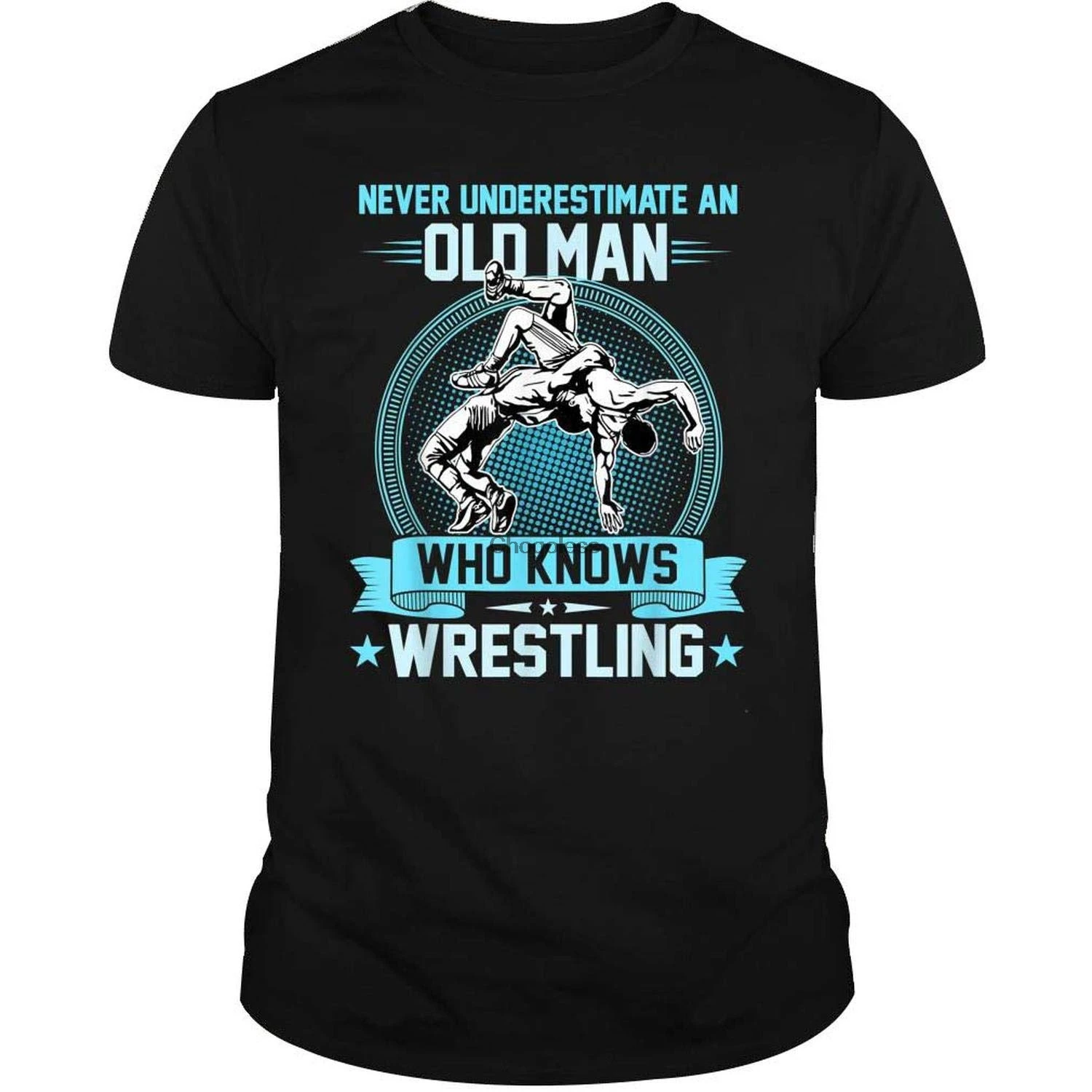 

Never Underestimate an Old Man who Knows Wrestling Shirt Vintage DMN Gift Black