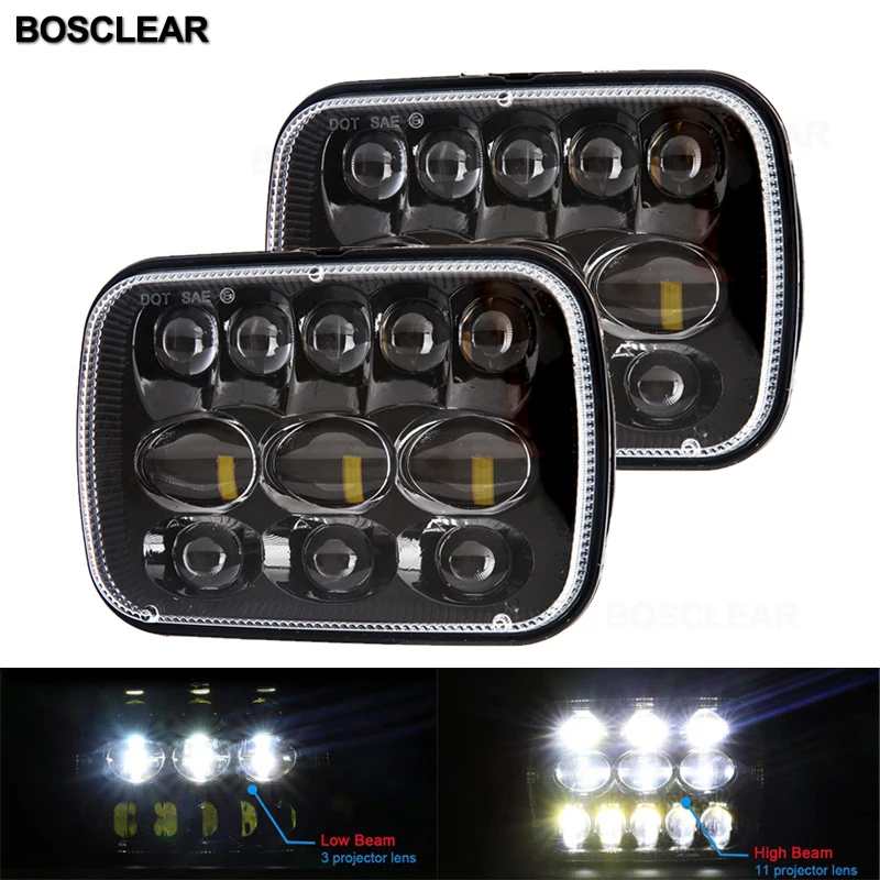 S5788-69w black 2X7X6 5X7 дюймов светодиодный налобный фонарь для Jeep Wrangler YJ Cherokee XJ аксессуары GMC Savana 1500 2500 3500 GMC Safari Ford F550 F350 F250 E150 Club Wagon E-350 ecoline для Chevrolet Express 3500 1500 Astro для Nissan 240SX - Цвет: S5788-69w black