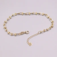 pure 18k yellow gold bracelet u shaped ball beads link chain adjustable bracelet woman lucky gift 4 3g