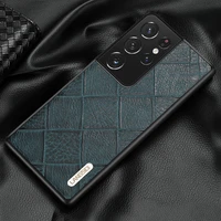 genuine leather rhombus cover case for samsung galaxy s21 ultra s20 fe s8 s9 s10 s21 plus note 20 10 a51 a71 a31 a50 m21 m31 m51