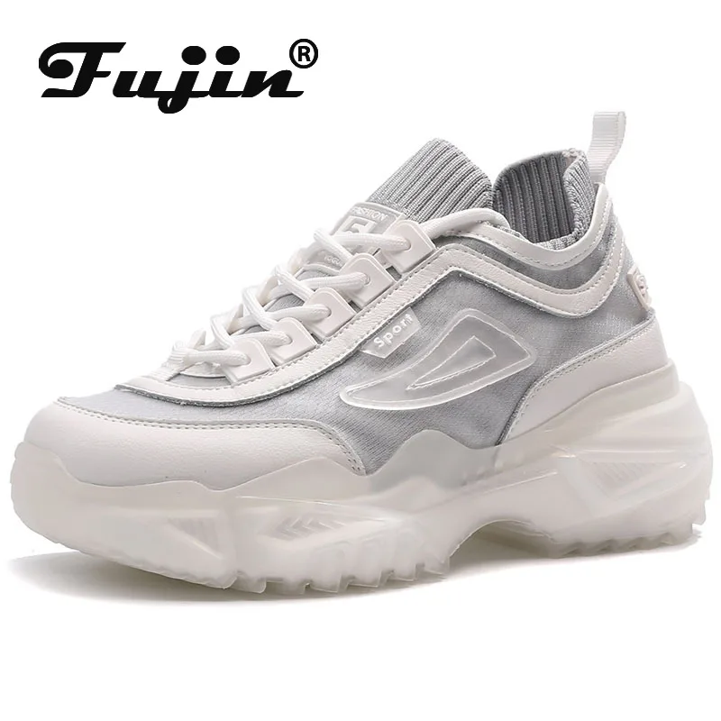 

Fujin/2021; Массивные кроссовки; Обувь для папы; Белая дышащая удобная обувь из сетчатого материала на плоской платформе; Женская обувь на вулкан...