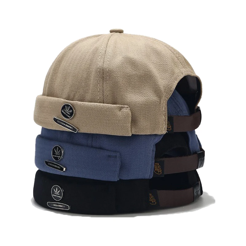 

Men Hat Docker Hat Skull Hat Beanie Sailor Hat Landlord Hat Cap Cotton Breathable Spring Autumn New Style Melon Hat Maple Leaf