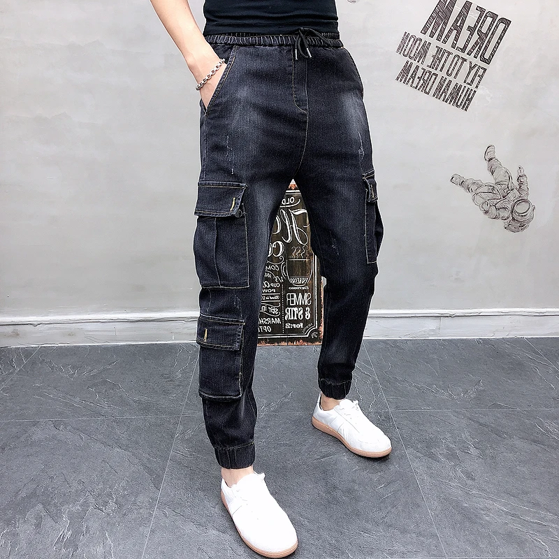 Высококачественные джинсы для бега мужские модные Универсальные облегающие