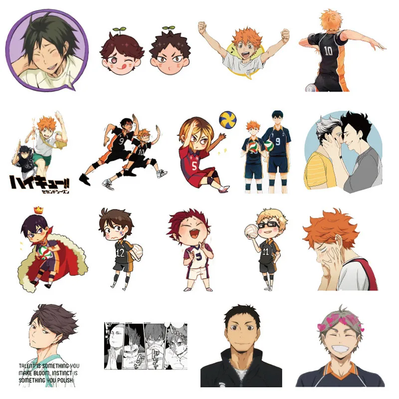 50 шт. стикеры Haikyuu s Японские Аниме для скейтборда ноутбука компьютера чемодана