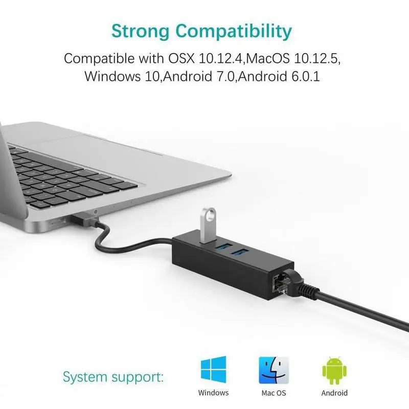 Bkscy USB Ethernet 3 0 HUB к RJ45 10/100 /1000 Мбит/с для Chromebook MacBook Pro адаптер Сетевая карта Lan|USB-хабы|