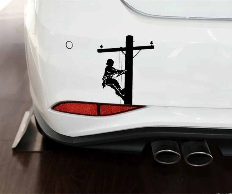 

Vinyl Decal Lineman Electric Pole Climber window Window Sticker Jew176