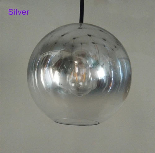 silver Современный градиентный цвет стеклянный шар люстра led E27 кафе спальня отель Бар Декор Подвесная лампа серебро золото - Цвет корпуса: silver