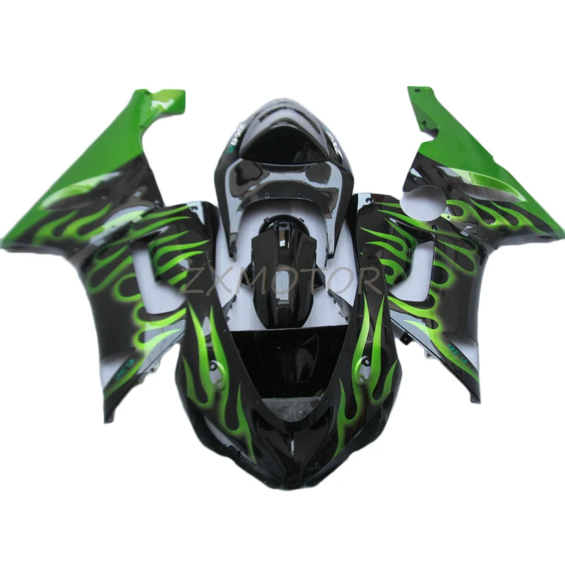

Отличные комплекты обтекателей для мотоцикла 2005 2006 Kawasaki ZX6R зеленая черная обтекатель zx6r 05 06 детали корпуса JK74