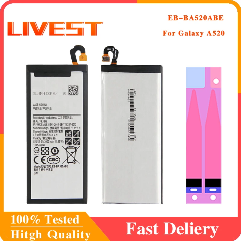 

100% Original Phone Battery EB-BA520ABE For Samsung Galaxy A5 2017 A520 A520F 3000mAh For A7 2017 A720 A3 2017 A320 Battery