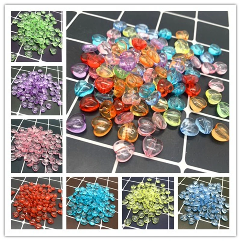

30pcs10mm Acrylic Transparent peach heart beads DIY Handmade Beaded Jewelry Loose Beads Bracelet Accessories