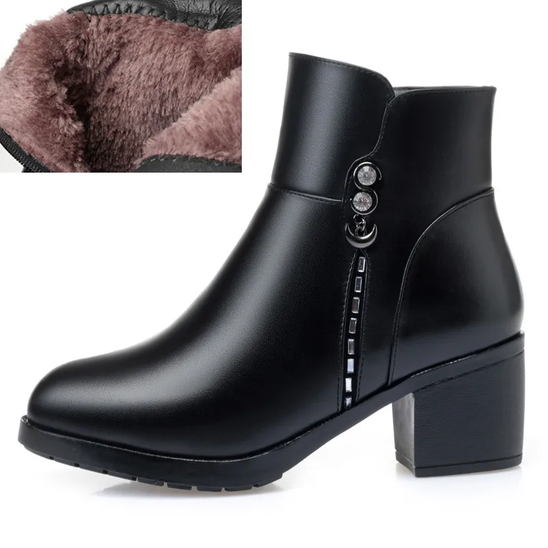 fluff Heel 6cm AIYUQI; женские ботиночки; Сезон Зима; Новинка года; Блестящие модные ботинки на высоком каблуке из толстой шерсти; теплые женские ботиночки; короткие; большие размеры - Цвет: fluff Heel 6cm