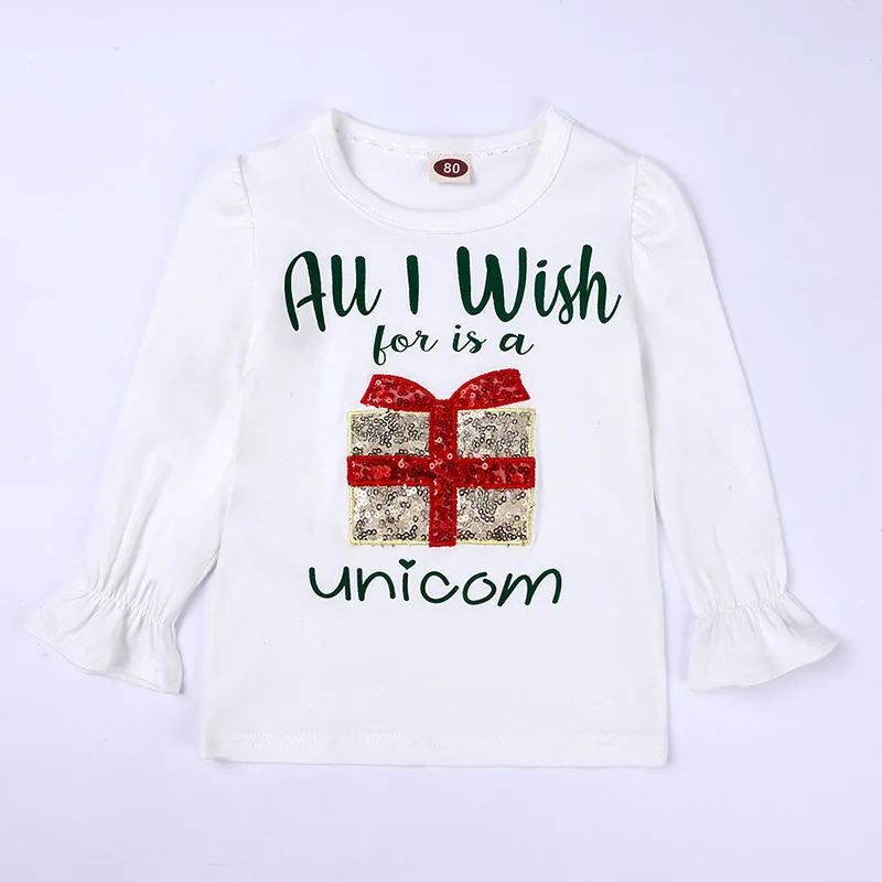 Рождественский костюм для девочек футболка с длинным рукавом + сетчатая юбка