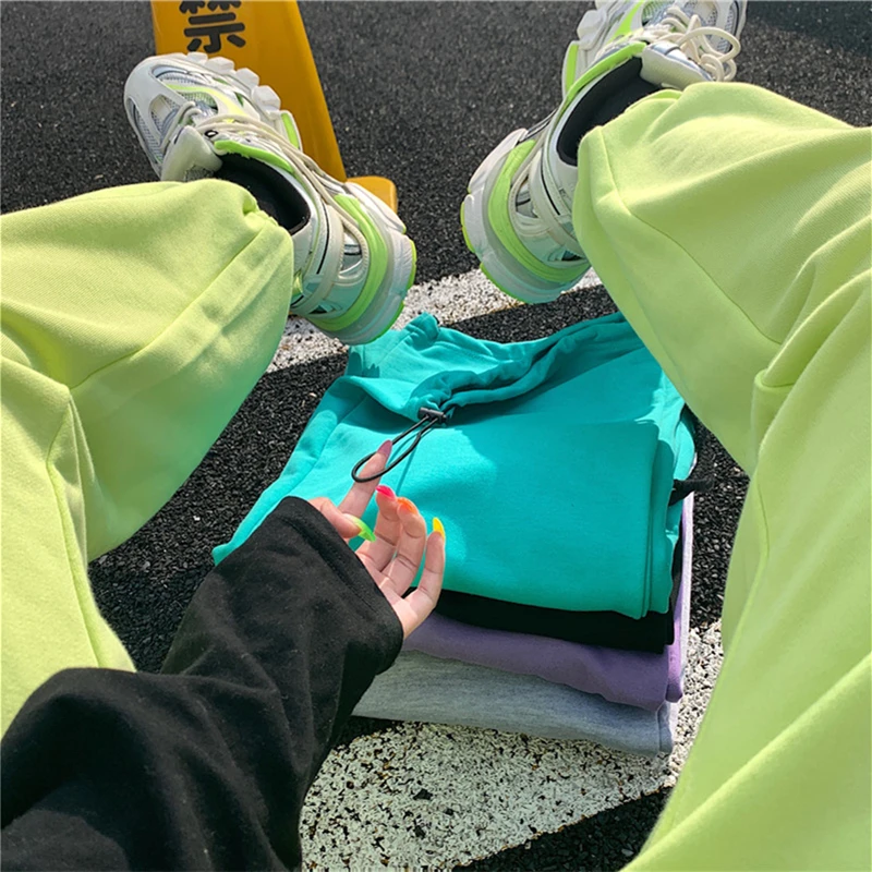 

Women's Sports Pants 2021 New Straight Low Waist Streetwear Wide Pants Baggy Fashion Casual Tie One's Feet Mom Jogging Trouser