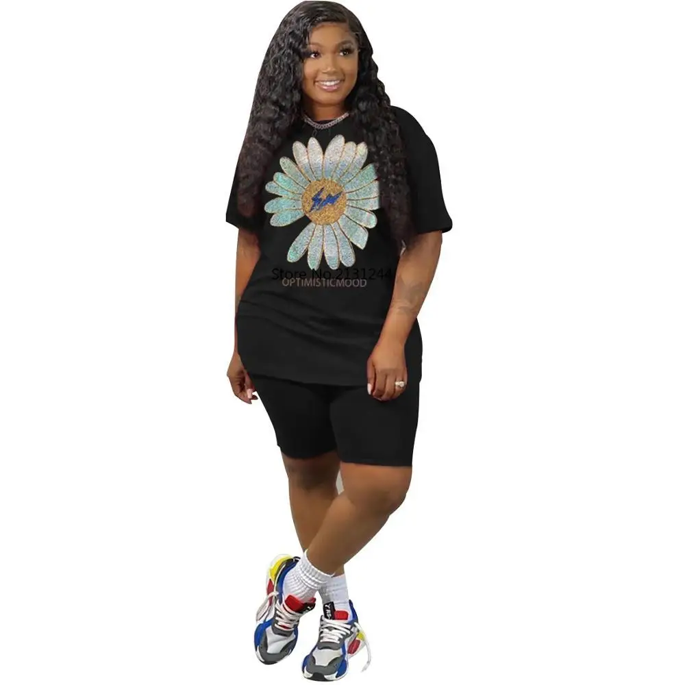 Лето 2020 Новый горячий сверлильный короткий рукав повседневный костюм Женская