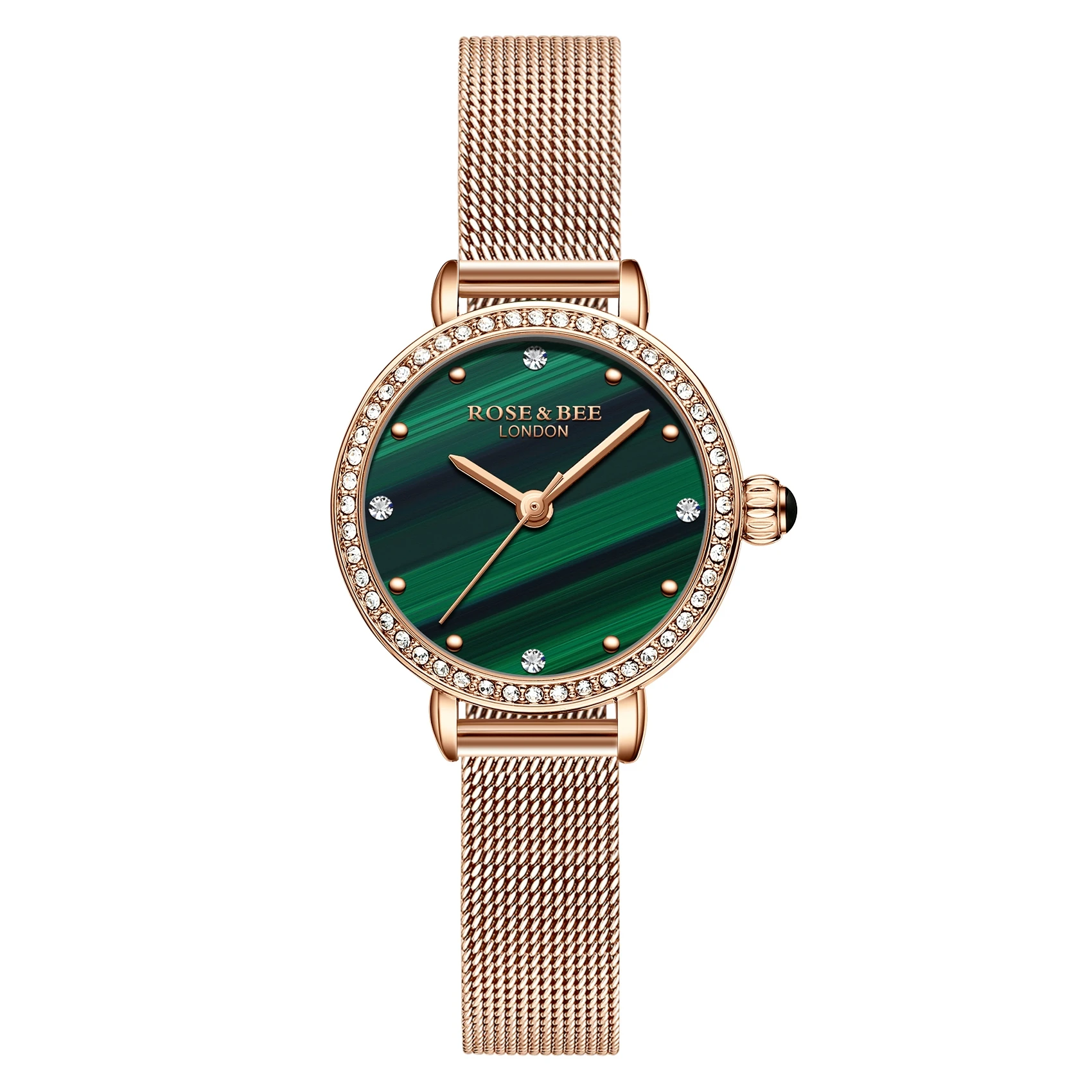 

2021 New Hottest Selling Well-Known Brand Malachite Green Dial Diamond Luxury Rhinestone Leather Waterproof Ladies Quartz Watch