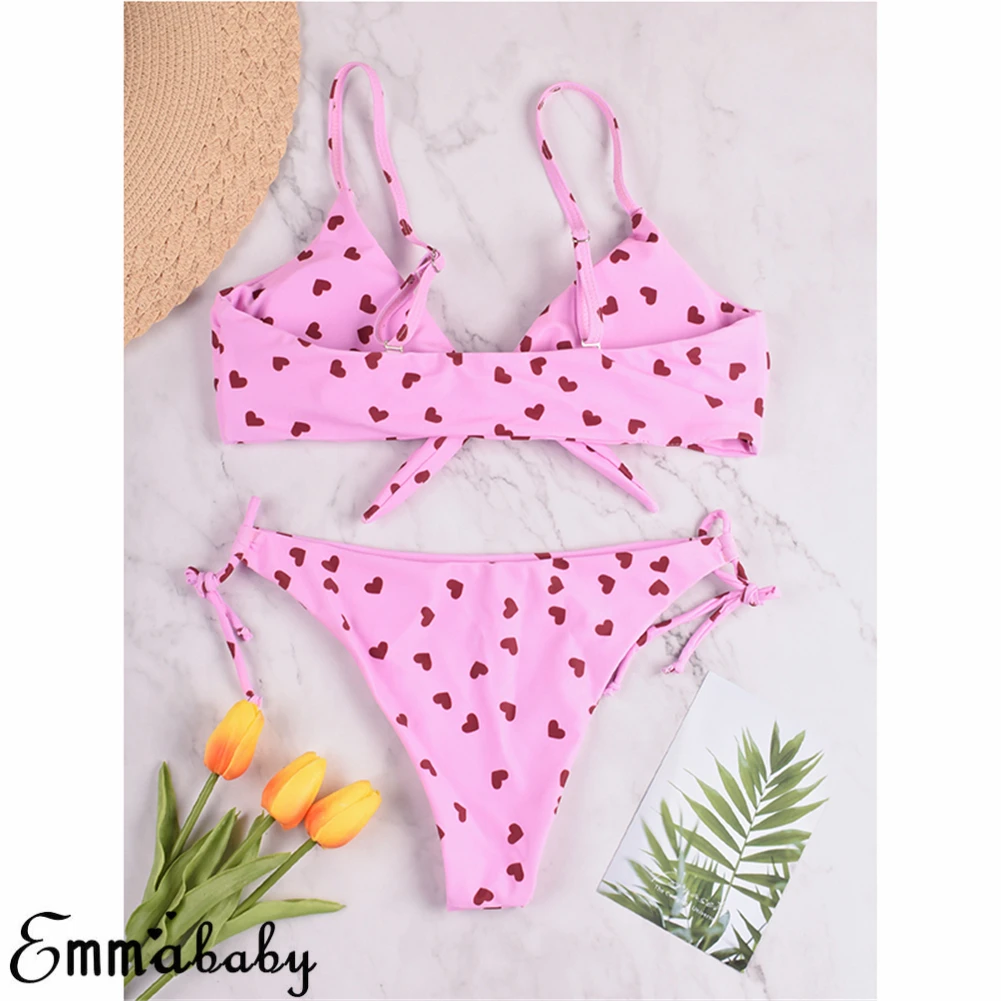 Женский купальный костюм с чашками пуш-ап и цветочным принтом | Женская одежда