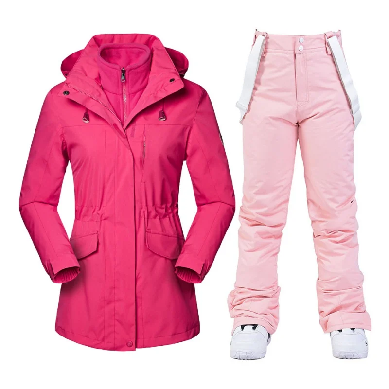 New Thick Warm Winter Ski Suit for Women Waterproof Outdoor Sports Snow Jackets and Pants Female Ski Equipment Snowboard Jacket