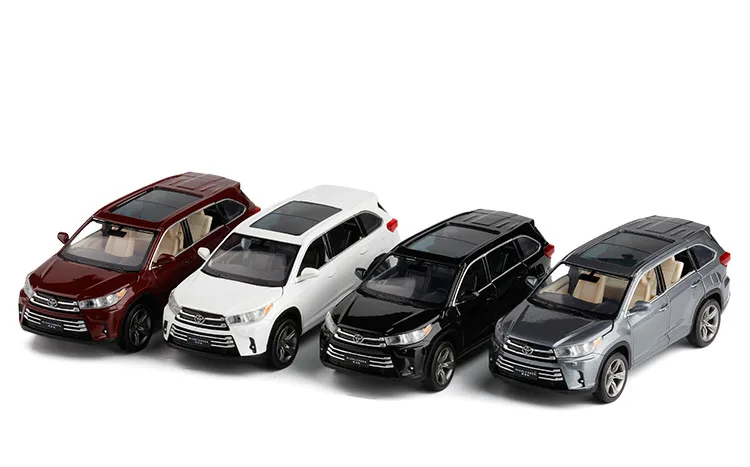 1:32, TOYOTA, все новые модели автомобилей Highlander, литая под давлением, металлическая модель внедорожника, 6 дверей, можно открыть, подарок для детей, рождественские игрушки
