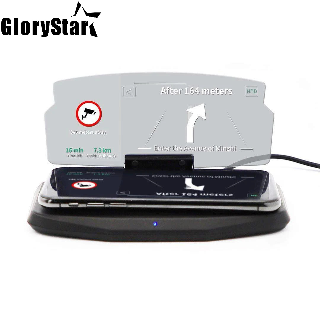 Автомобильный держатель HUD с беспроводным зарядным устройством и встроенным