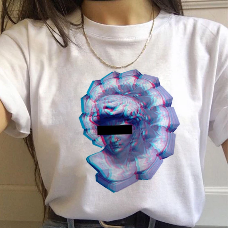 7532 Vaporwave эстетическое 90s модные футболки для женщин Harajuku Ullzang футболки Графический Забавный мультфильм футболка Топ-безрукавка в уличном стиле женский - Цвет: 7532
