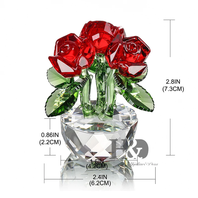 Рождественские подарки H & D Хрустальные Фигурки из трех красных роз бумажные