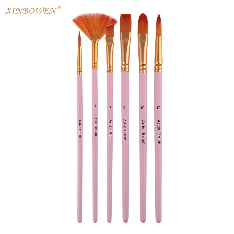 

Children's painting 6 gouache watercolor acrylic brushes set, painting materials, art supplies, multi-purpose brushes