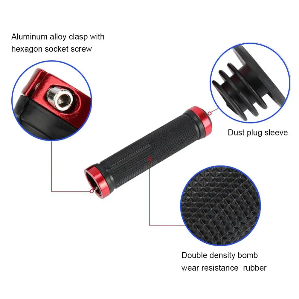 

1 Pair Bicycle Handle Cover Mountain Bike Aluminum Alloy Bilateral Locking Handle Cover Bicycle Non-Slip Handle Rubber Cover