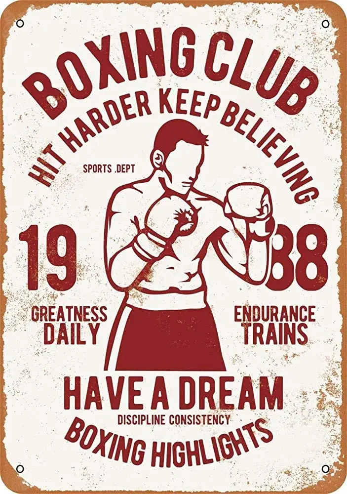 

Boxing Club Metal Tin Sign Inch Home Kitchen Bedroom Bar Sign Decoration