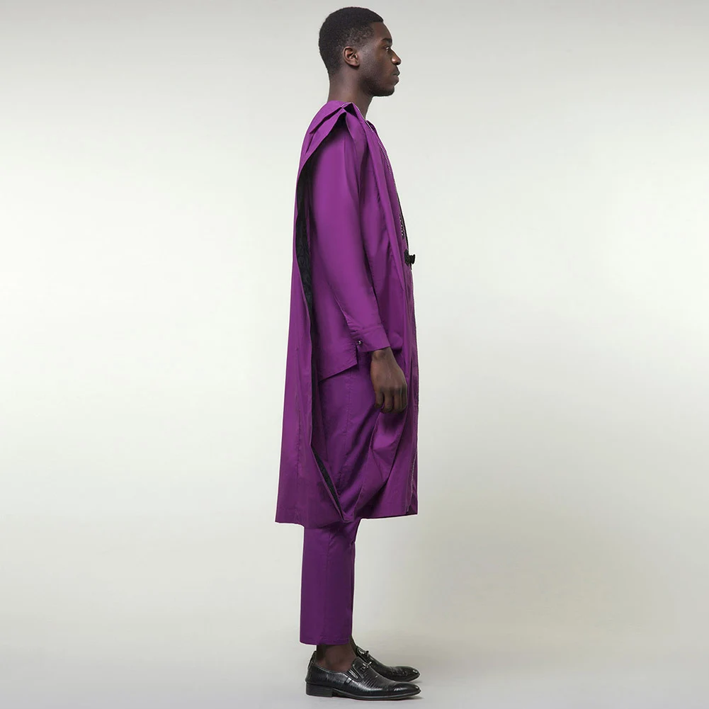 SUNGIFT Men's African Stylish Clothing Printed Agbada Dashiki Top Shirts and Pants Boubous Slim Fit Breathable Outfits 3 Pieces
