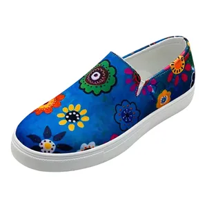 2021 Spring Women Loafers New Slip on Landscape Print Lady Casual Shoes Fashion Patchwork Comfortable Flat Female Canvas Shoes