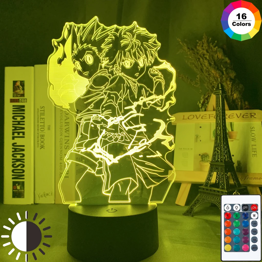 

3d-ночник с фигуркой «Gon and Killua», ночсветильник в стиле аниме Hunter X Hunter, декоративный светильник для детской спальни, детский подарок, прикрова...