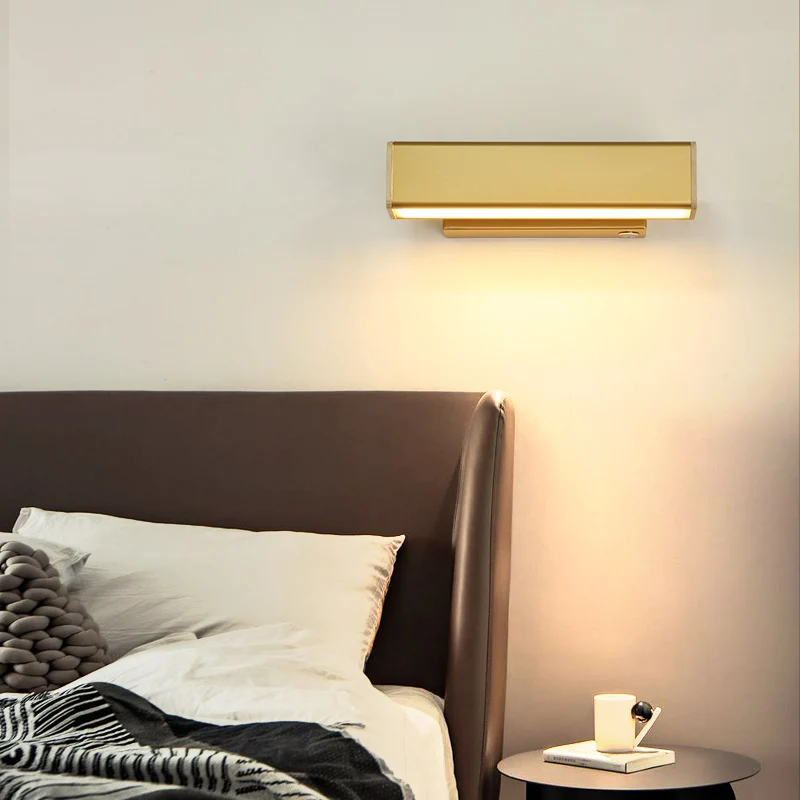 

Nordic luxury living room aisle wall lamp modern minimalist creative rotating bedside wall light gold LED iron study Sconce lamp
