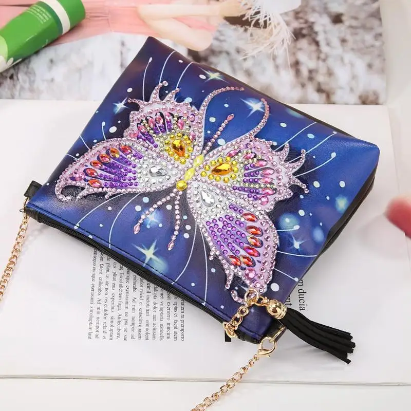 5D DIY Diamond Painting Butterfly Flower Leather Crossbody Chain Bags Embroidery Bag Wallet Pouch Christmas Gift | Дом и сад