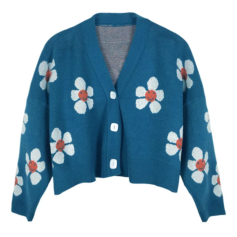 

Fashion Women's Sweaters New 2020 Spring Autumn Short Long Sleeve Flowers knitted Sweater Cardigan Lady Girl Casual Jacket Tops