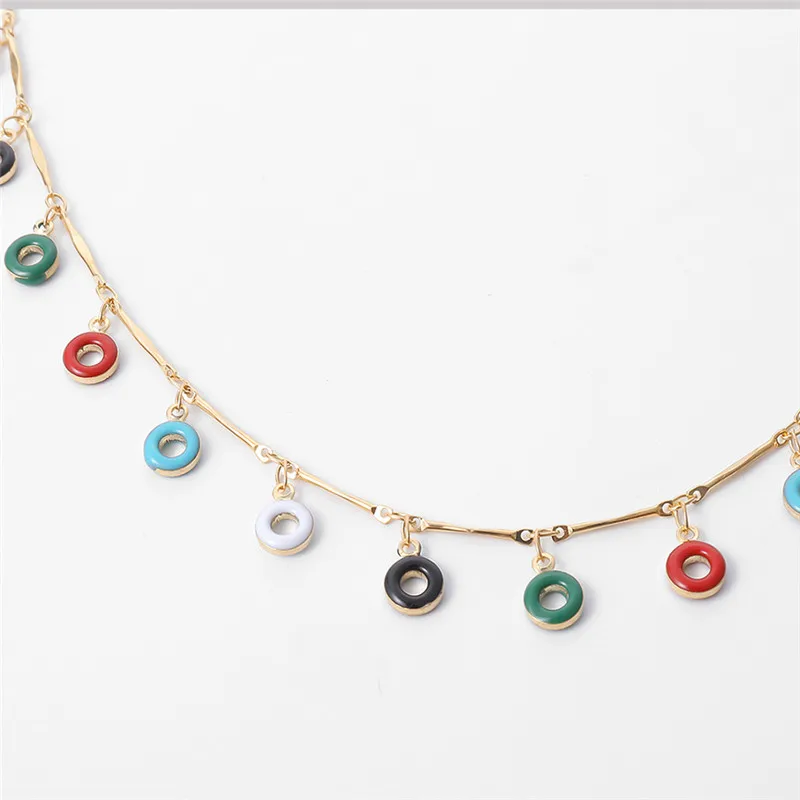 Женские многоцветные цепочки ручной работы Золотое колье с круглыми бусинами и