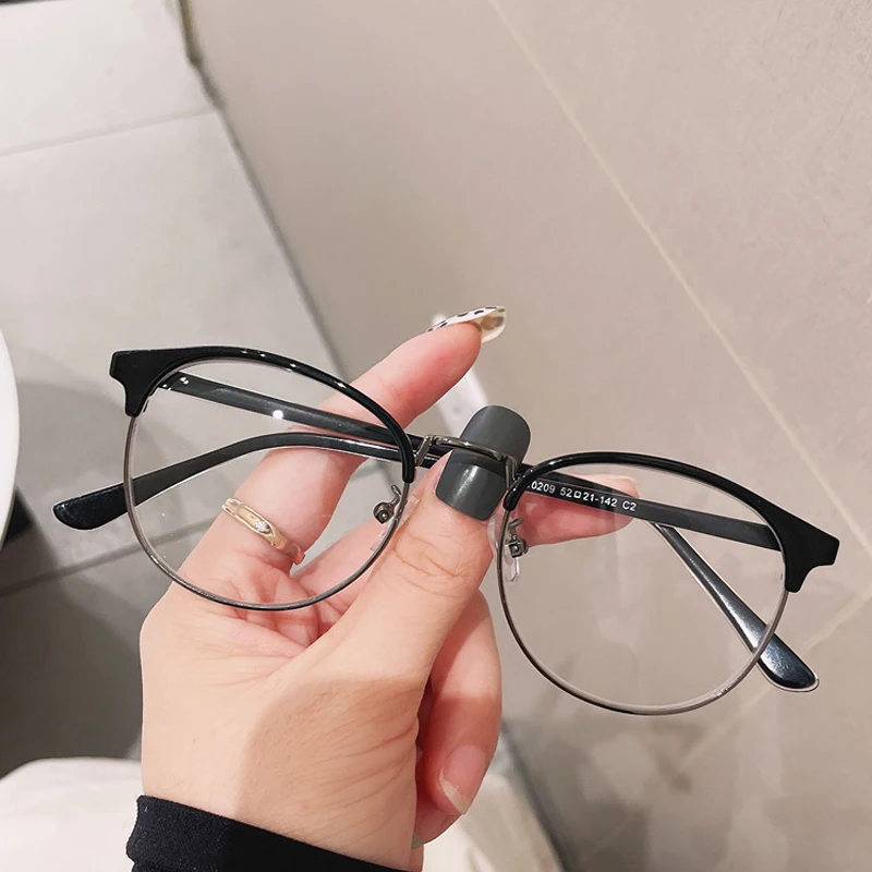 

Vintage Metal Half Frame Anti-blue Glasses Women Fashion Optical Transparent Eyeglasses Female Comfortable Computer Spectacles
