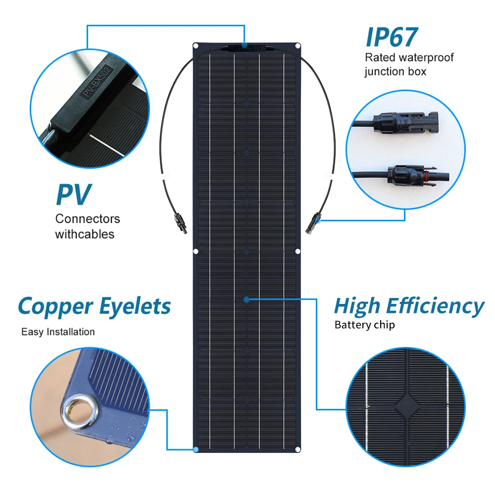 Комплект гибкой солнечной панели 50 Вт 100 12 В зарядное устройство для аккумулятора