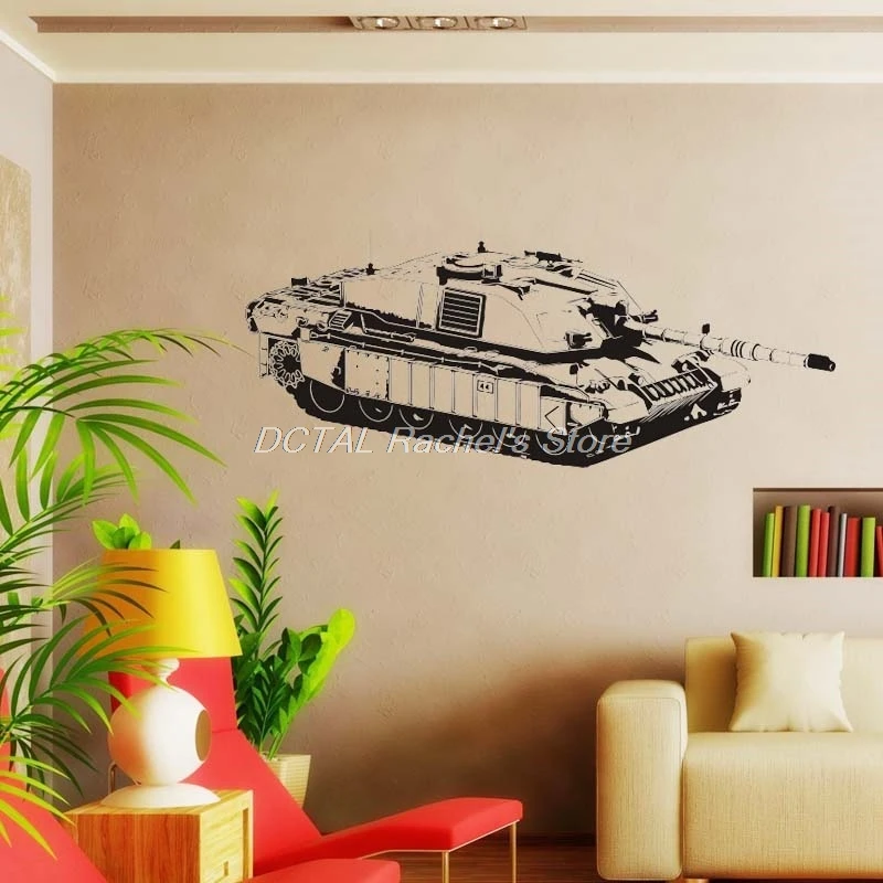 Challenger British Army Tank Wall Sticker Military Weapon Decal Vinyl Sticker House Murals For Kids Room Decoration