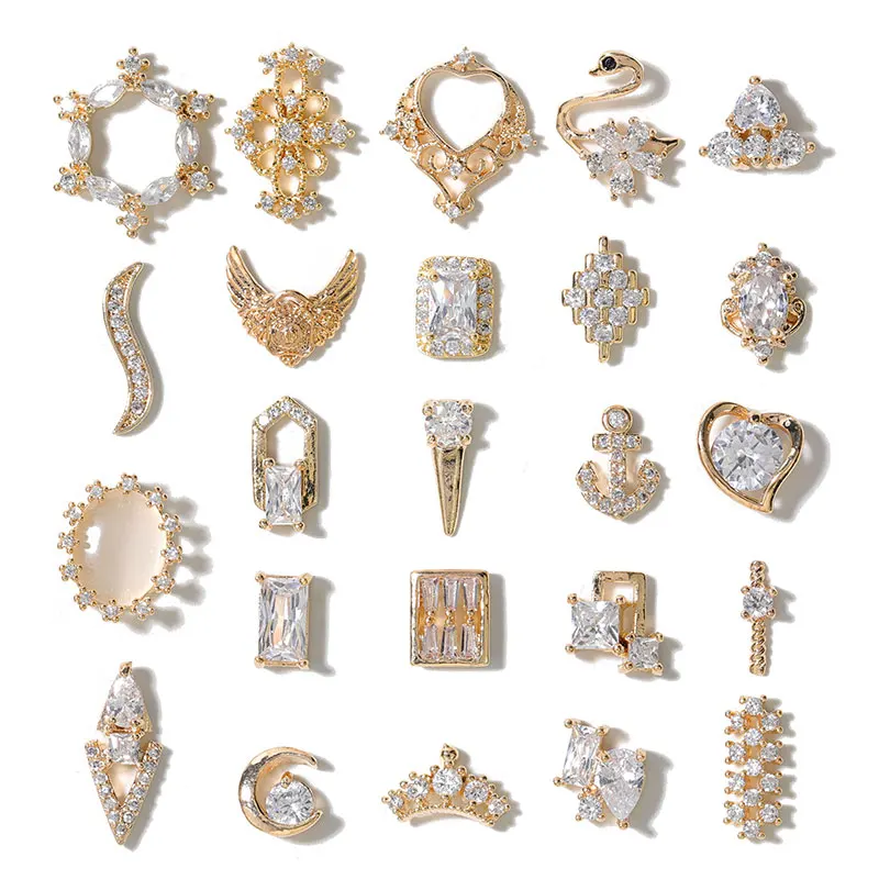 

2 pieces crystal water drop dangle chain charms nail jewelry decorations 24 type luxury zircon crystal rhinestone for nails