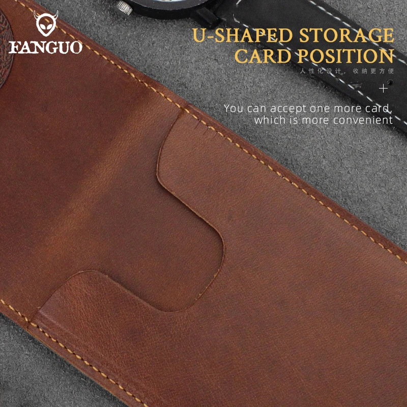 Handmade Genuine Leather Men's Driver License Cover China National Emblem Pattern Card Slot Photo Holder Bag