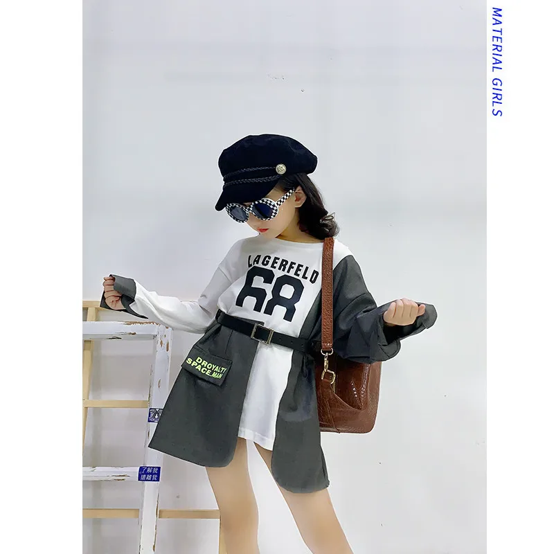 Свитер для девочек 2019 Новое Осеннее детское тонкое платье-свитер с длинными