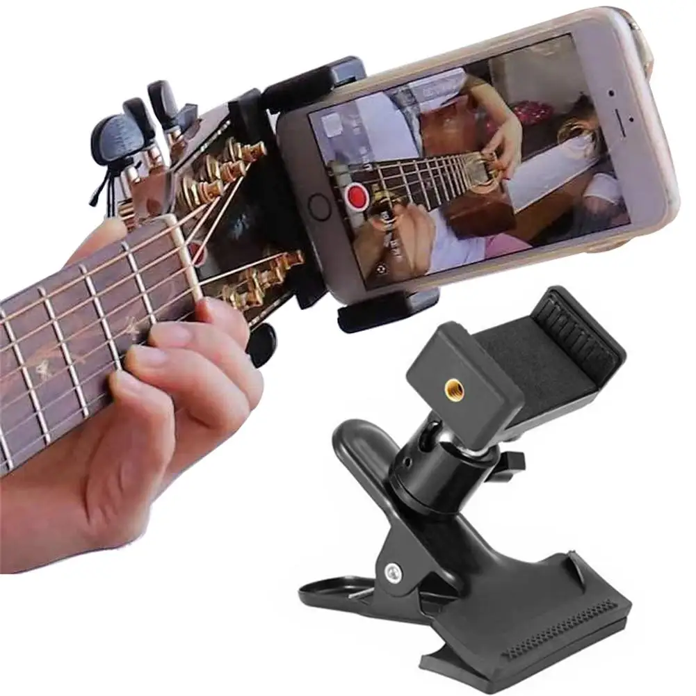 Clip de cabeza de Guitarra para transmisión en vivo, soporte giratorio de 360 grados para teléfono móvil, instrumento Musical de cuerda, accesorios de Guitarra