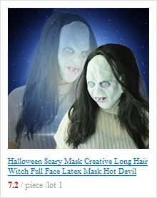 Halloween Horror Long Hair Witch Full Face Latex Mask Hot